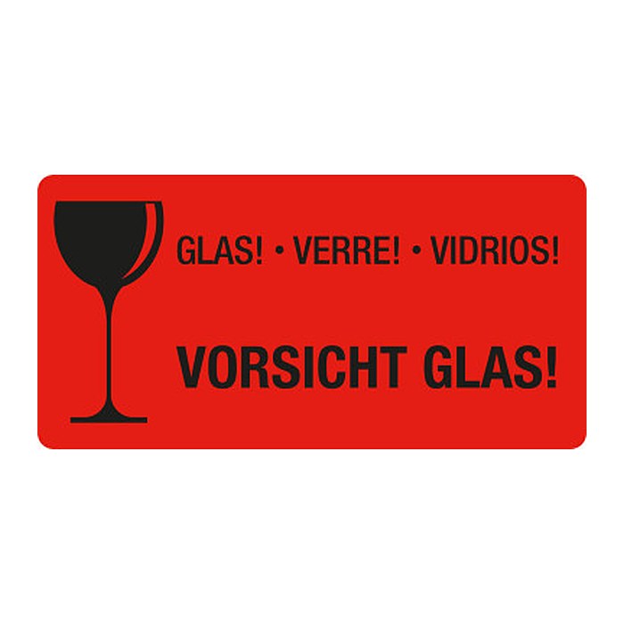 EICHNER Warnetiketten rot »Vorsicht Glas!« 100,0 x 50,0 mm, 250 Etiketten