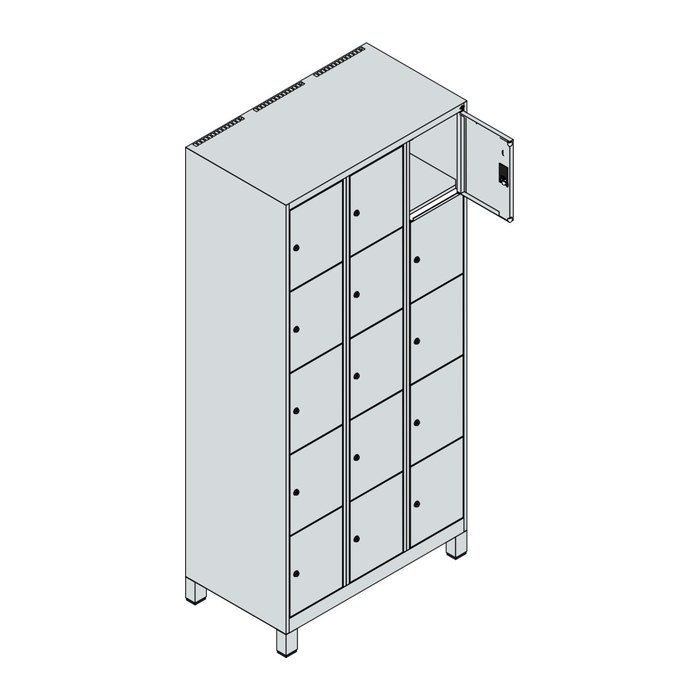 CP Schließfachschrank Classic Plus lichtgrau, rubinrot 080010-305 S10001, 15 Schließfächer 90,0 x 50,0 x 195,0 cm
