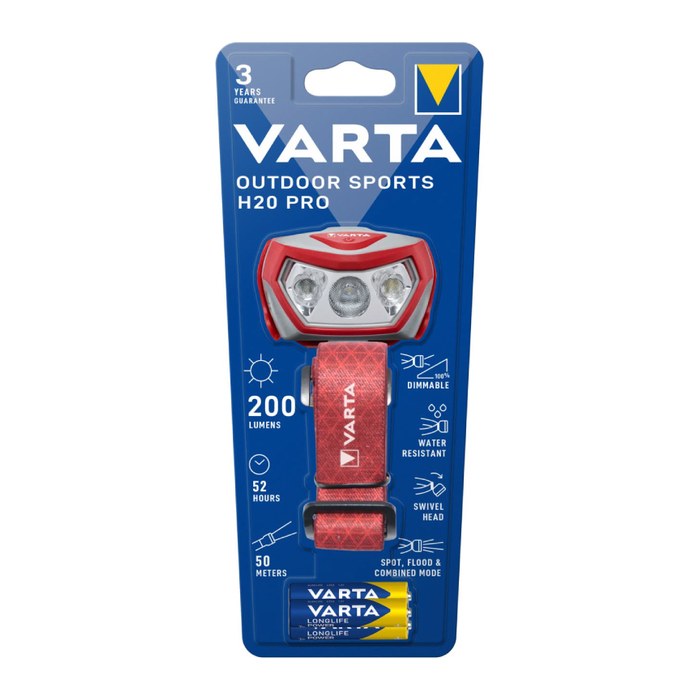 VARTA Outdoor Sports H20 Pro LED Stirnlampe rot, 200 Lumen, 1 St.