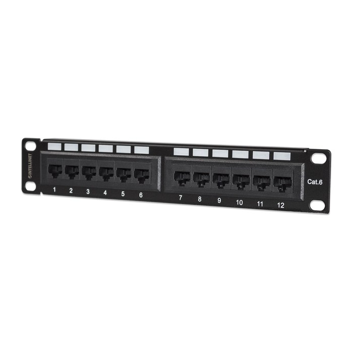 INTELLINET 10" Patchpanel 1HE 12-Port Cat6 UTP schwarz