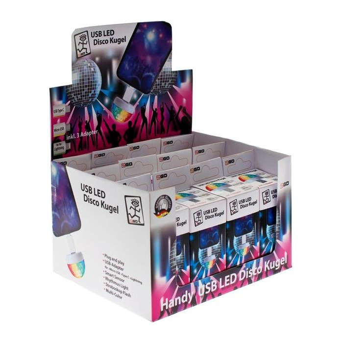 2GO Thekendisplay Discokugel 12 Stk. incl. 3 Adapter je Kug.