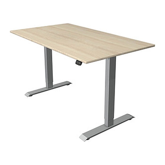 Kerkmann Move 1 elektrisch höhenverstellbarer Schreibtisch ahorn rechteckig, T-Fuß-Gestell silber 140,0 x 80,0 cm