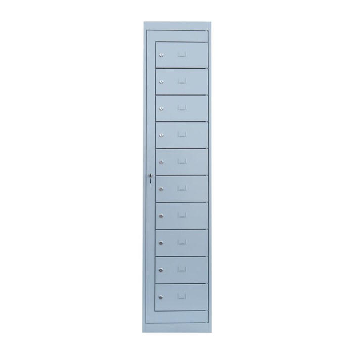 LÜLLMANN Schließfachschrank lichtgrau 526100, 10 Schließfächer 40,0 x 50,0 x 180,0 cm