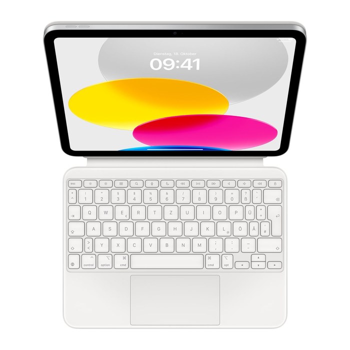 Apple Magic Keyboard Folio Tablet-Tastatur weiß geeignet für Apple iPad 10. Gen (2022), Apple iPad 10. Gen (2024), Apple iPad (A16) (2025)