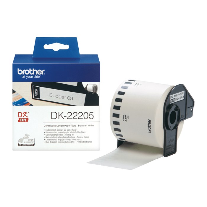 brother Endlospapierrolle für Etikettendrucker DK22205 weiß, 62,0 mm x 30,48 m, 1 Rollen