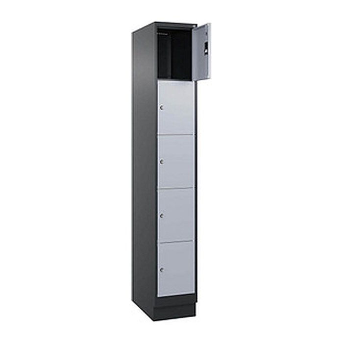 CP Schließfachschrank Classic PLUS schwarzgrau, weißaluminium 080020-105 S10036, 5 Schließfächer 30,0 x 50,0 x 195,0 cm