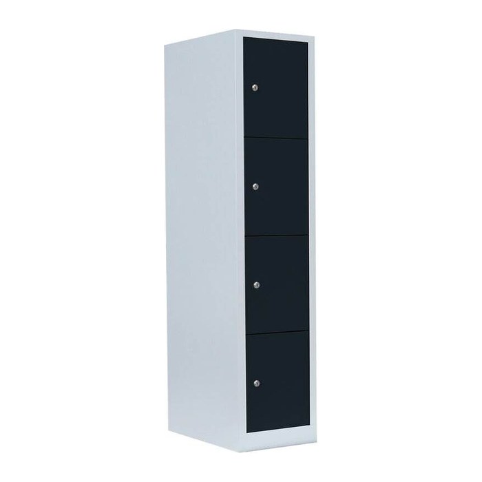 LÜLLMANN Schließfachschrank anthrazit, lichtgrau 523418, 4 Schließfächer 41,5 x 50,0 x 180,0 cm