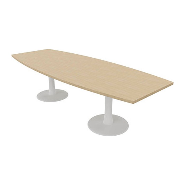 Quadrifoglio Konferenztisch Idea+ eiche Tonnenform, Säulenfuß weiß, 280,0 x 80,0 - 110,0 x 74,0 cm