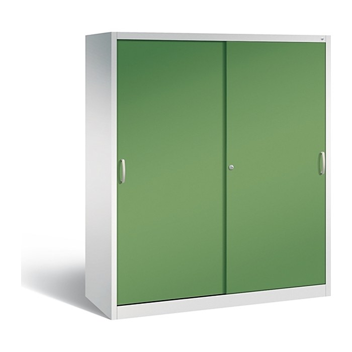 CP Stahlschrank 2169-00 S10098 lichtgrau, rededagrün 4 Fachböden 160,0 x 60,0 x 195,0 cm, aufgebaut, 1 St.