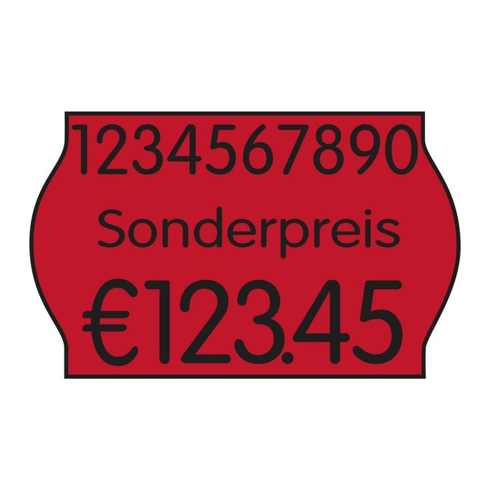 PrinterLabels AS Preisetiketten leuchtrot permanent 26,0 x 16,0 mm, 12 Rollen