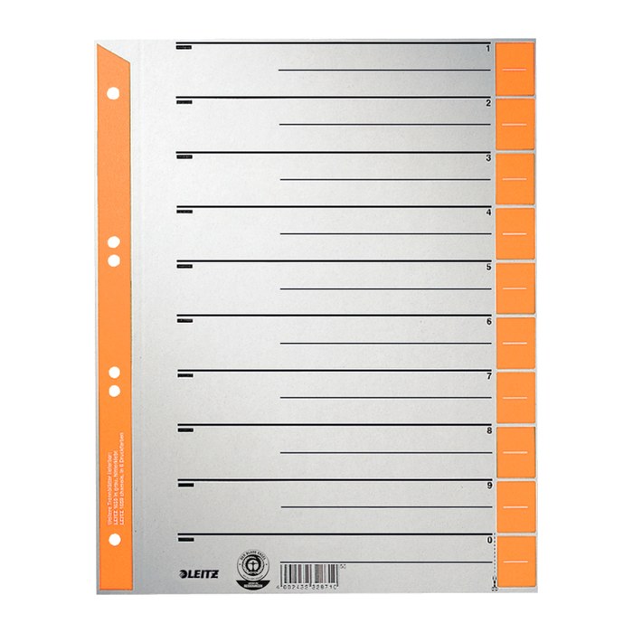 LEITZ Trennblätter 1652 DIN A4 1-0 orange, 230 g/qm, 100 St.