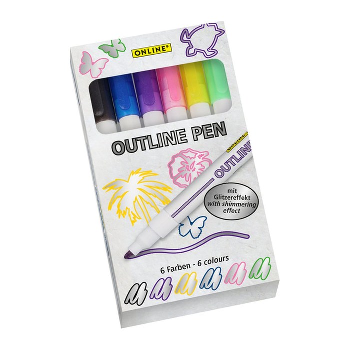 ONLINE® Outline Filzstifte farbsortiert, 6 St.