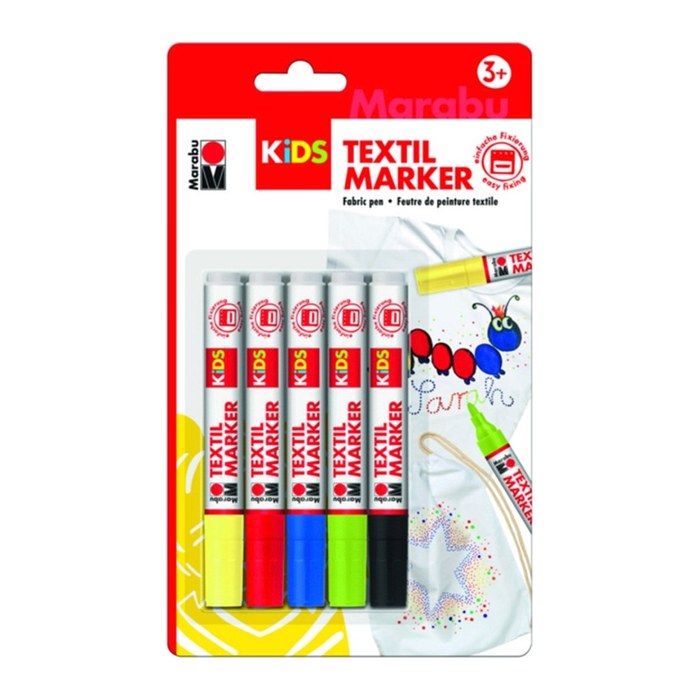 Marabu KiDS Textilmarker farbsortiert 3,0 mm, 5 St.