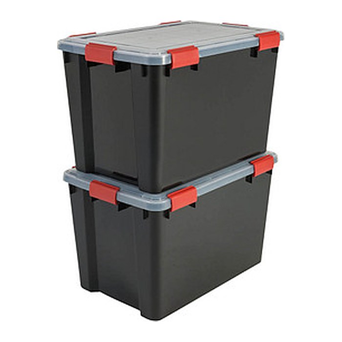 IRIS Ohyama AT-LD BkR/C/D.Red Aufbewahrungsboxen 2x 70,0 l schwarz, transparent, rot 29,0 x 59,0 x 38,0 cm, 2 St.