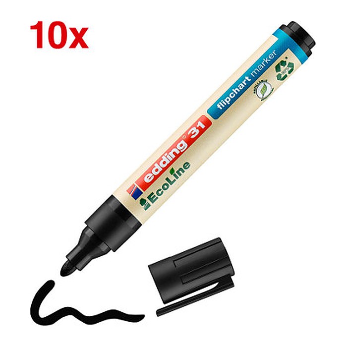 edding 31 Ecoline Flipchart-Marker schwarz 1,5 - 3,0 mm, 10 St.