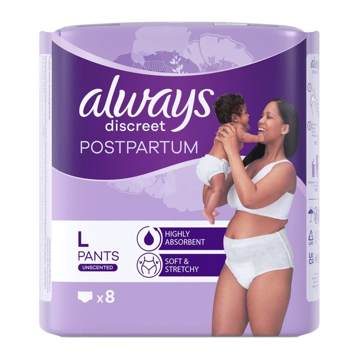 always Inkontinenzhosen discreet Postpartum Wochenbett Gr. L, 8 St.