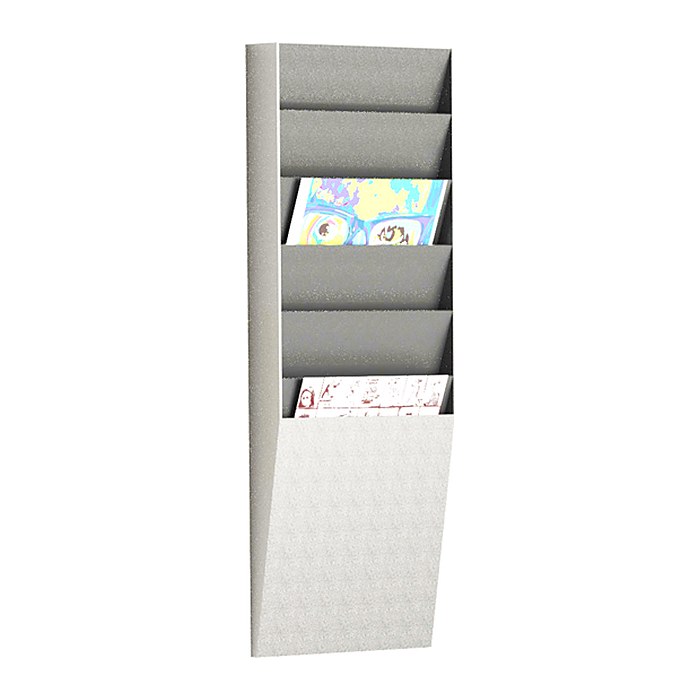 PAPERFLOW Wandprospekthalter grau DIN A4 6 Fächern 23,6 x 8,3 x 71,2 cm, 1 St.