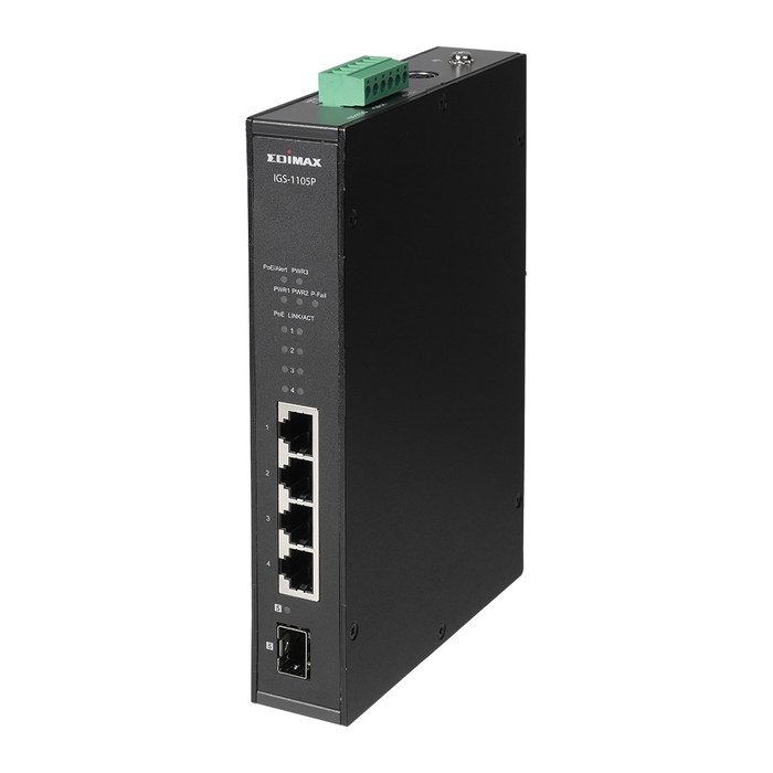 EDIMAX Switch Industrial 4-Port POE GbE + 1 GbE SFP unmanag.