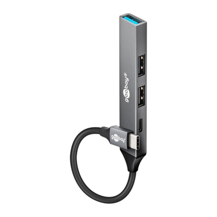 goobay USB-Hub Slim 4-fach grau