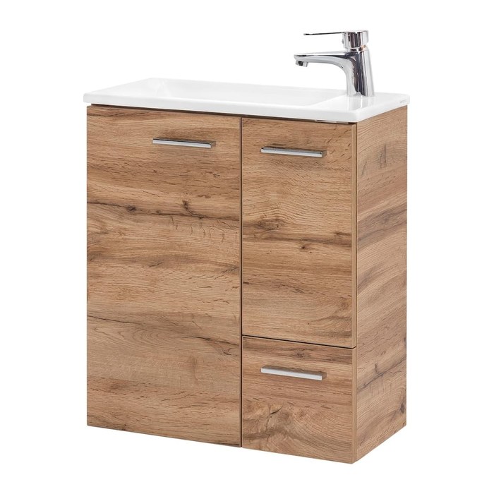 MÖBELPARTNER Waschbecken mit Unterschrank Matteo 137111 eiche landhaus 50,0 x 25,0 x 60,0 cm