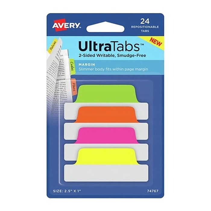 AVERY Zweckform UltraTabs Schmal Haftmarker farbsortiert 24 Blatt