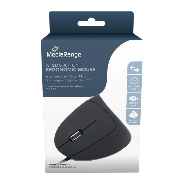 MediaRange Maus ergonomisch Vertical links USB schwarz