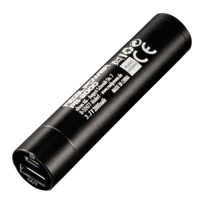 Powerbank RealPower PB2000 mAh Alu, schwarz