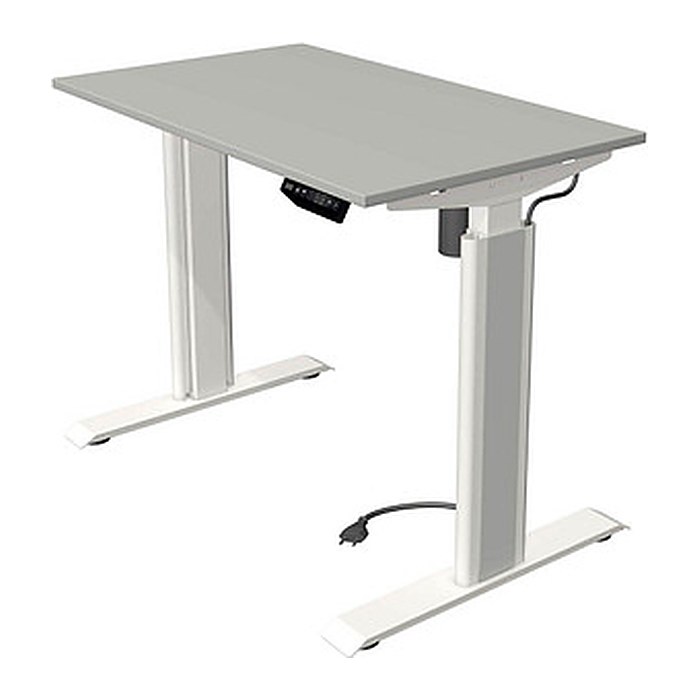 Kerkmann Move 1 advance elektrisch höhenverstellbarer Schreibtisch lichtgrau rechteckig, T-Fuß-Gestell weiß 100,0 x 60,0 cm