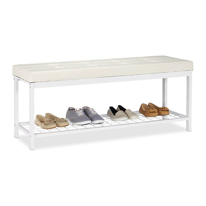 relaxdays Schuhbank 10023311_49 weiß Metall 115,0 cm