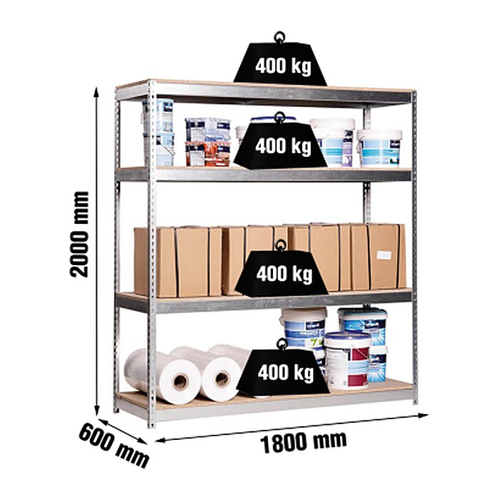 Simonrack Schwerlast-Weitspannregal SIMONFORTE CHIPBOARD 8435104922538 silber 180,0 x 60,0 x 200,0 cm