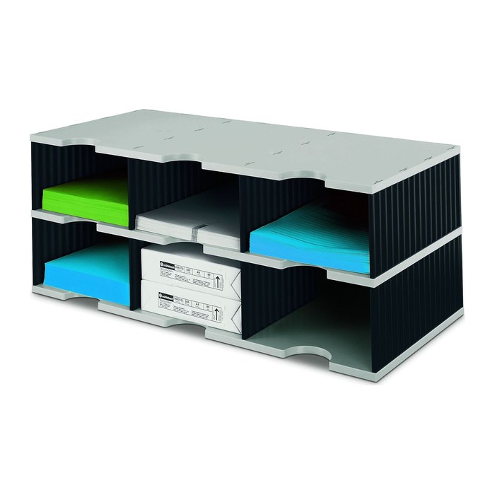 styro Sortierstation Styrodoc Jumbo Grundeinheit grau/schwarz mit 6 Fächern