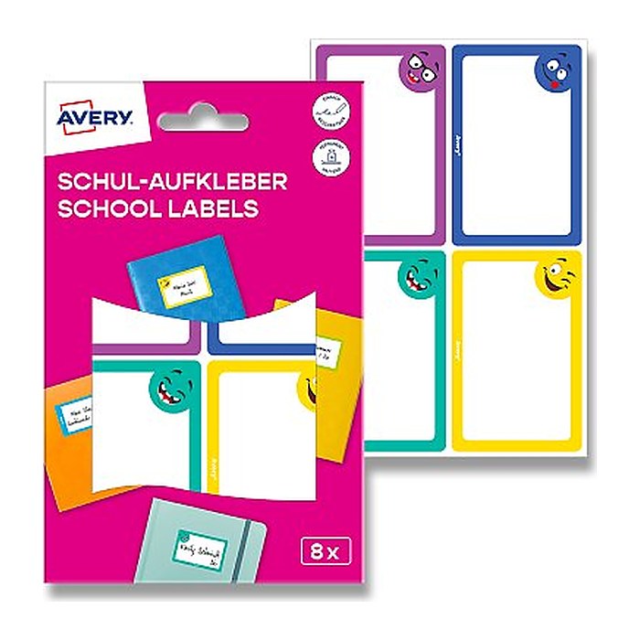 AVERY Zweckform Schuletiketten Gesichter, farblich sortiert, 8 Etiketten