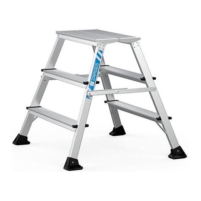 ZARGES Klapptritt XLstep P breit silber 2x 3 Stufen, H: 74,0 cm