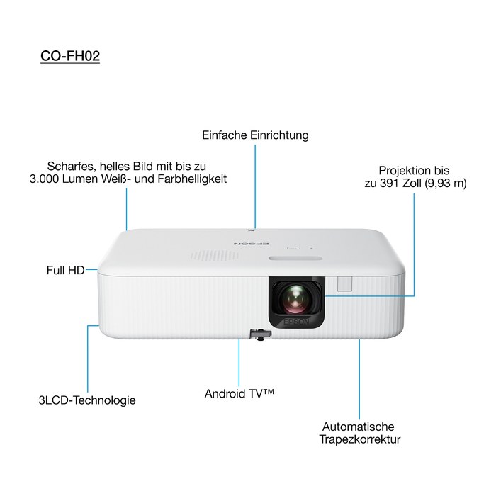EPSON CO-FH02, 3LCD Full HD-Beamer, 3.000 ANSI-Lumen