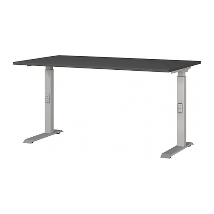 GERMANIA DOWNEY höhenverstellbarer Schreibtisch grafit rechteckig, C-Fuß-Gestell silber 140,0 x 80,0 cm