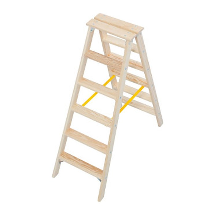 KRAUSE Stehleiter beidseitig Stabilo natur 2x 6 Stufen, H: 140,0 cm