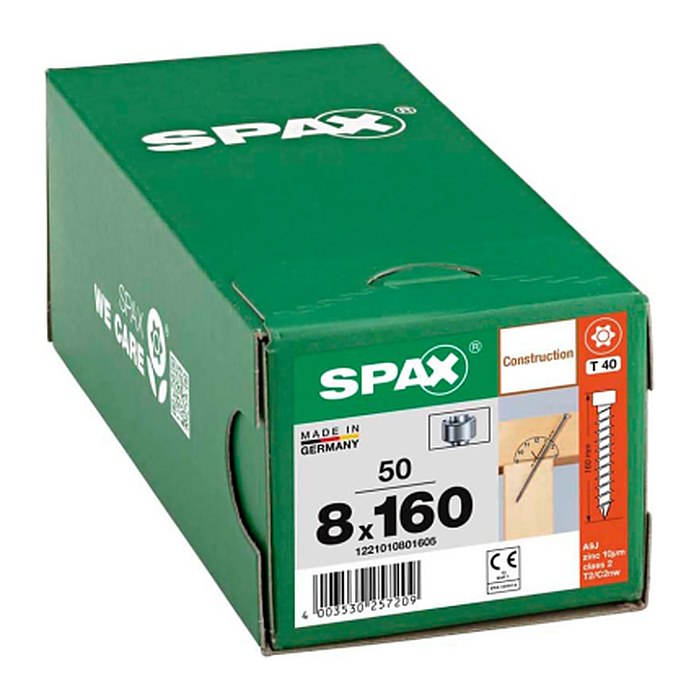 SPAX® Holzbauschrauben T40 Zylinderkopf WIROX 1221010801605 8 mm x 160 mm, 50 St.