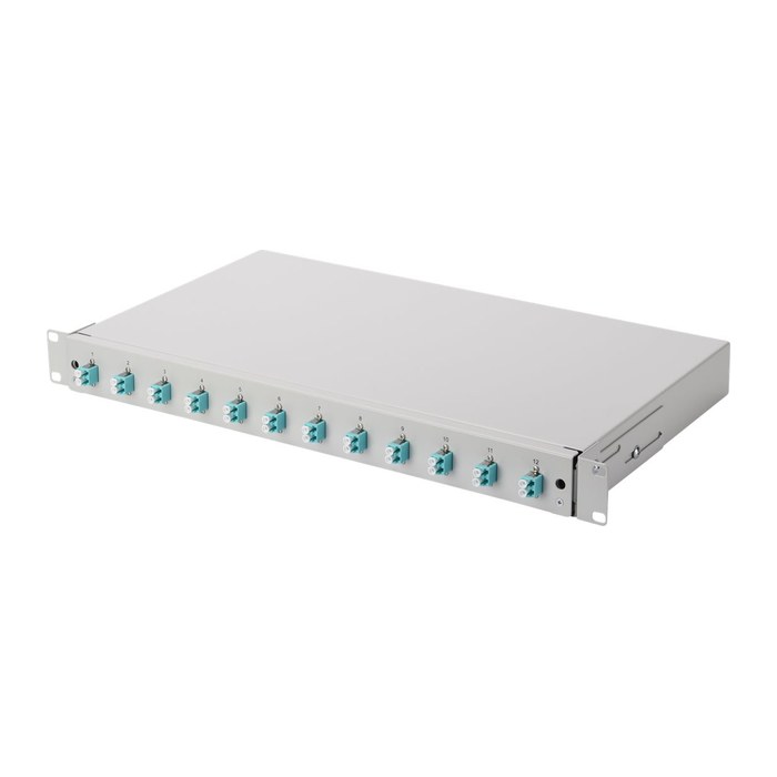 DIGITUS LWL Spleißbox 1HE bestückt 12x LC DX OM3 grau