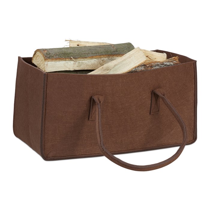 relaxdays Kaminholztasche 27,0 l braun 25,0 x 50,0 x 25,0 cm, 1 St.