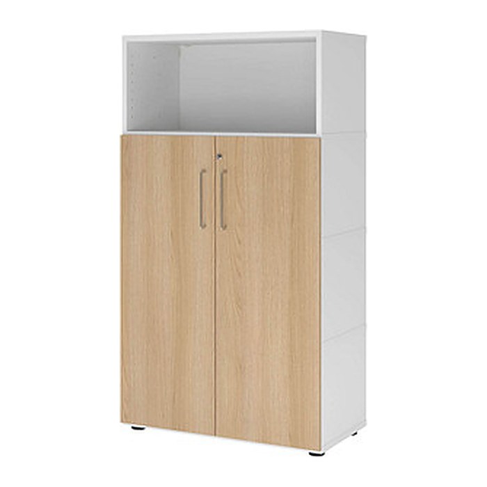 HAMMERBACHER Regalschrank FlexWall, VFW48T3KG/W/E/BS weiß, eiche 80,0 x 40,0 x 145,0 cm, 1 St.