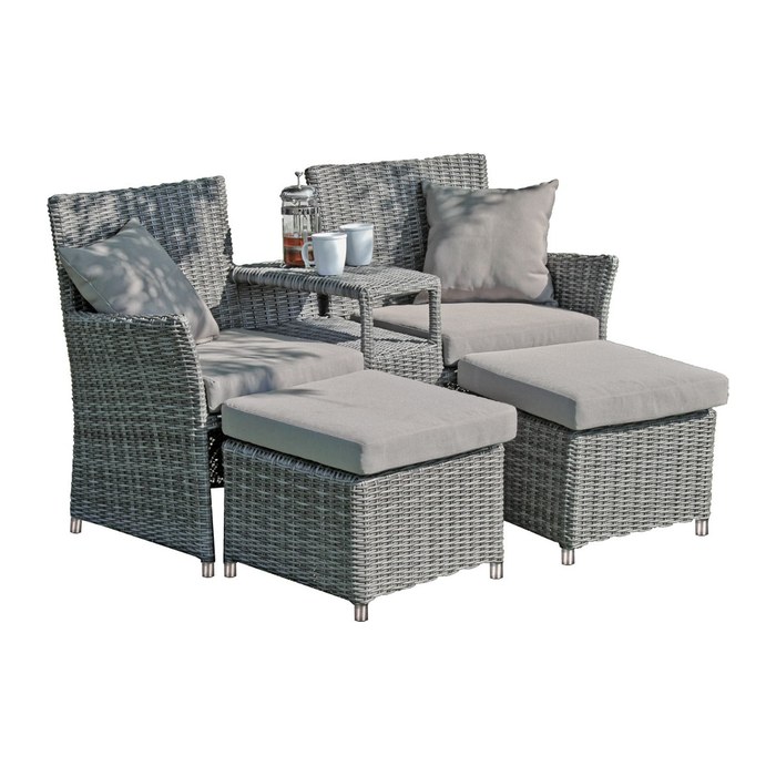 Garden Pleasure Loungegruppe Calgary, grau Kunststoff, Metall, 9-teilig