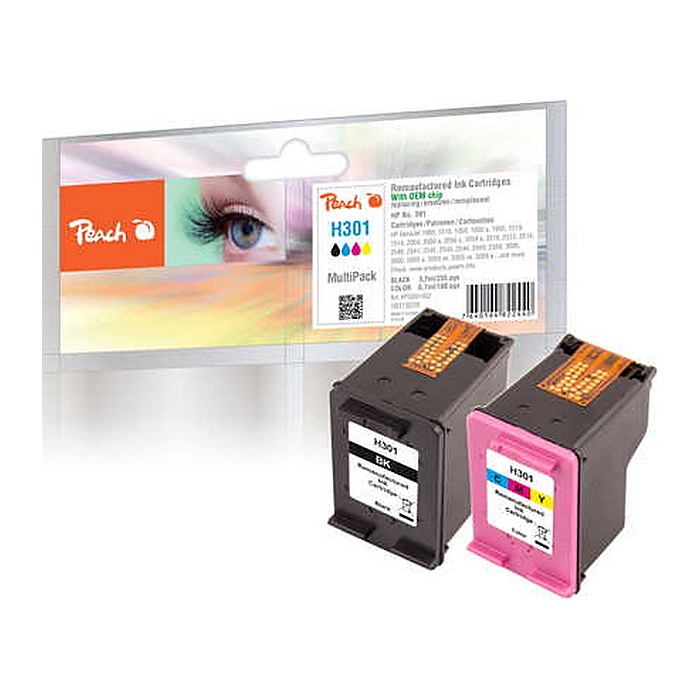 Peach Patrone HP Nr.301 MultiPack no ink level chip remanufactured