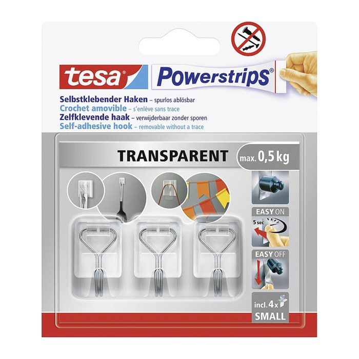 tesa Powerstrips Klebehaken für max. 0,5 kg, 3,5 x 6,0 cm, 3 St.