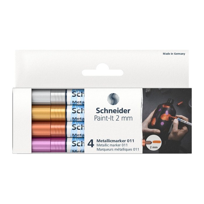 Schneider 011 Lackmarker farbsortiert 2,0 mm, 4 Set
