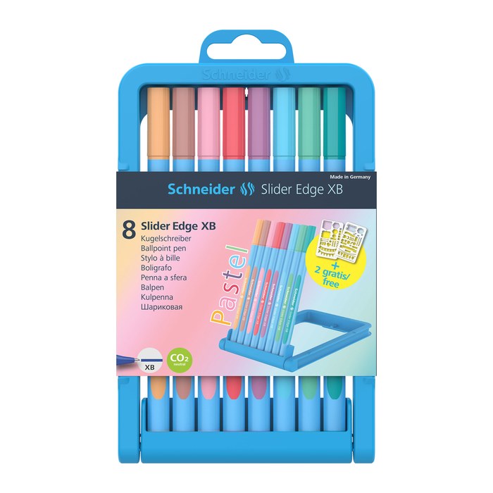 Schneider Kugelschreiber Slider Edge XB Pastell hellblau/dunkelblau, Schreibfarbe: farbsortiert, 8 St.