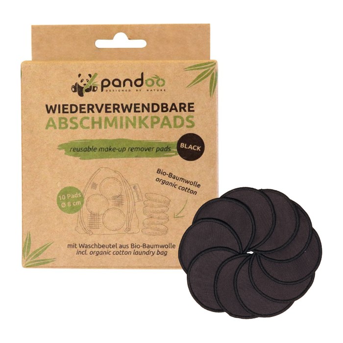 pandoo Abschminkpads waschbar 1-lagig schwarz, 10 St.