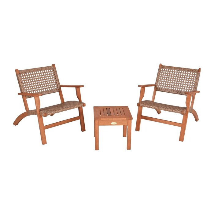 Garden Pleasure Sitzgruppe SONORA, braun Kunststoff, Holz, 3-teilig