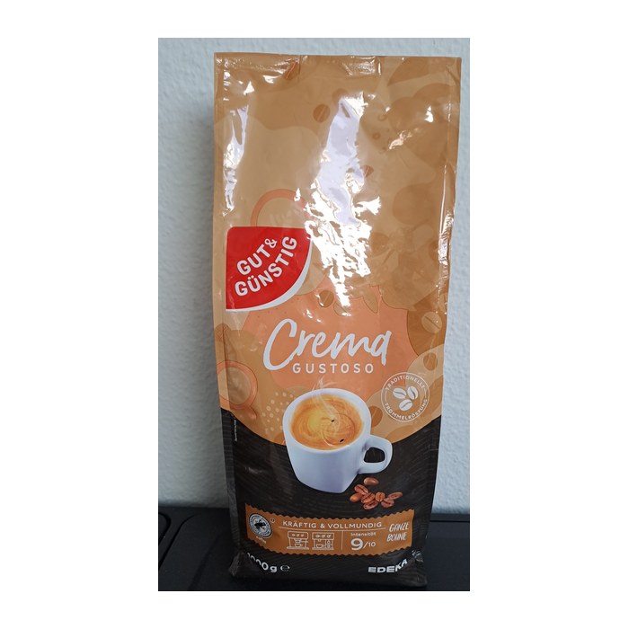 GUT&GÜNSTIG Crema Gustoso Kaffeebohnen, Arabicabohnen kräftig, 1 kg