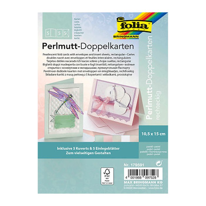 folia Faltkarten mit Briefumschlägen pastell 179591 pastell DIN A6, 10 St.