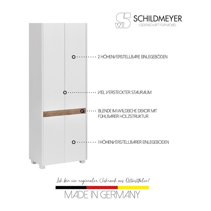 MÖBELPARTNER Badschrank Cosmo 701514 weiß 56,9 x 33,0 x 164,5 cm